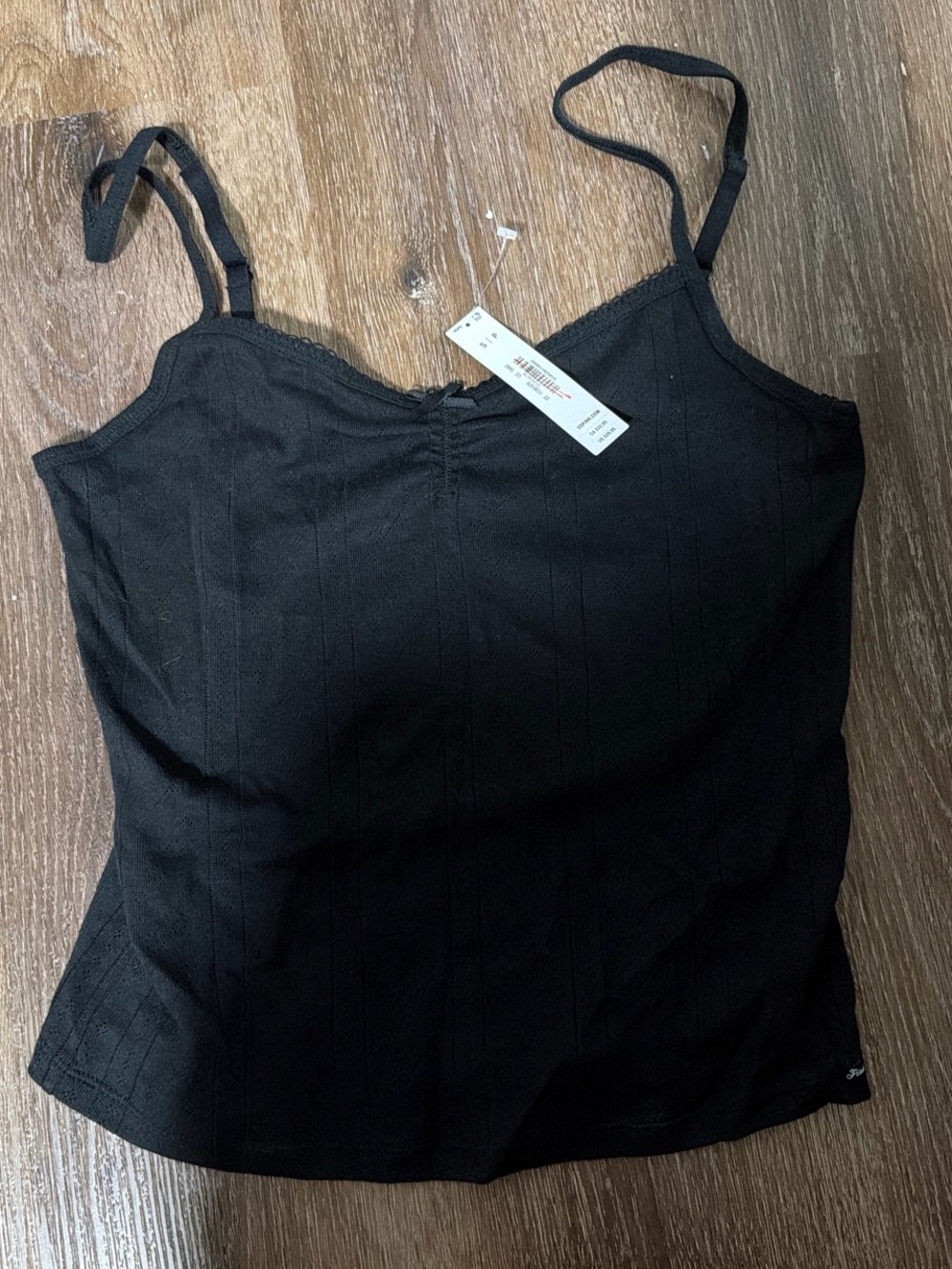 PINK Victoria's Secret Black Ribbed Spaghetti Strap Camisole